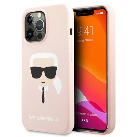Etui Karl Lagerfeld KLHCP13XSLKHLP pre iPhone 13 Pro Max 6,7" ružové pevné puzdro Silikónová Karl`s Head